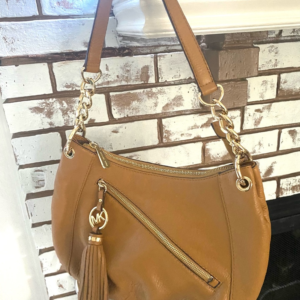 Michael Kors Shoulder Bag with Tassel and Gold Hardware